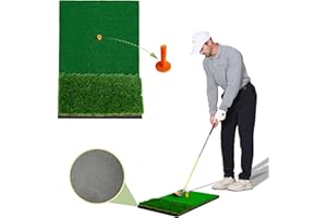 MyVoice Golf Hitting Mat Pro 24"x16" Golf Mat Premium Indoor/Outdoor Training Mat for Chipping, Swing, Driving Practice, Dual-Turf 2-in-1, Thickened (22/45mm), Heavy-Duty, High-Elastic, Non-Slip Base