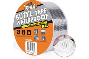 TAPEBEAR Butyl Tape Waterproof Sealant Tape 2inch x33feet, Aluminum Foil Duct Sealing Tape for RV Roof Repair, Boat and Pipe Sealing, Silicone, Glass & EDPM Roof Leak Patching, Silver