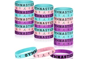 Ecally Gymnastics Party Supplies Rubber Bracelets Gymnastics Birthday Party Favors, Gymnastics Sports Game Silicone Wristbands for Gymnast Teens Women Men, Gymnastics Party Favors Supplies (30 Pieces)