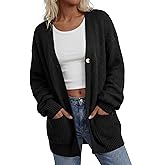 Simlakey Chunky Cardigan Sweater for Women, Long Sleeve Soft Knitted Outwear Loose Fit Cardigans with Pockets Button Down
