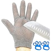 Chainmail Gloves for Cutting,Highest Level Cut Resistant,Spring Wristband,Stainless Steel Metal Mesh Gloves,Butcher Glove for Meat Cutting Food Processing Oyster Shucking Kitchen Fish Fillet,M