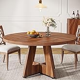 Tribesigns 47 Inch Round Dining Table for 4 People, Farmhouse Small Round Dining Room Table with Stylish Base, Rustic Dinner