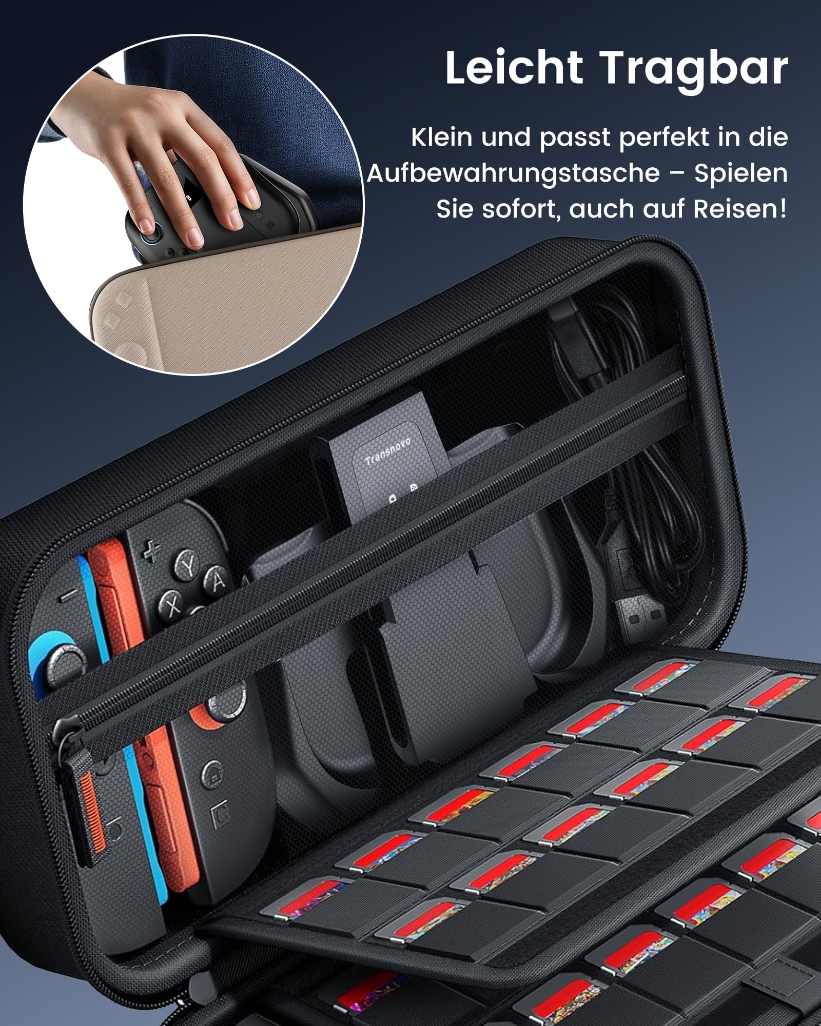 TRANSNOVO Joy Con 2 Aufladehalterung Kompatibel mit Nintendo Switch 2 Controller (2025), Magnetischer Ladegriff mit Kabel, LED-Anzeige, Rutschfestem Ergonomie-Grip & Verstärkter Rückseite – Schwarz 9