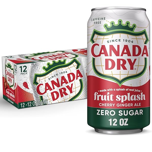 CANADA DRY ZERO SUGAR CHERRY GINGERALE FRUIT SPLASH...