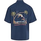 Bamboo Cay Men's Toucan Lounge Embroidered Short Sleeve Tropical Style Camp Shirt
