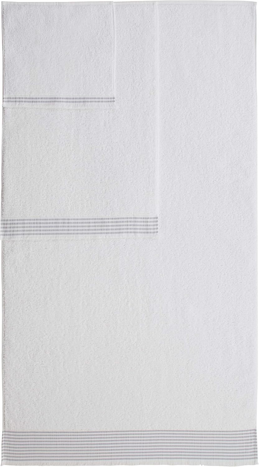  Brand – Stone & Beam Casual Sleek 100% Cotton Striped Bath Towel, Hand Towel, and Washcloth, Indigo: Home & Kitchen