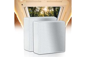 EDIETH 14"x14"x3" RV Vent Insulator (2-Pack) - Dual Reflective Skylight Covers for Camper, Energy-Saving Thermal Insulation, Fits 14x14 Inch RV/Caravan Sunroof Vents