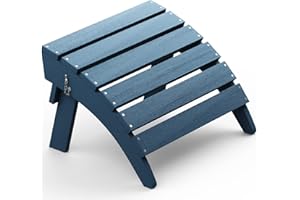 SERWALL Folding Adirondack Footrest Without Assembly, All Weather Use Adirondack Footstool, Blue