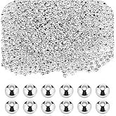 1500PCS 3mm Smooth Round Spacer Beads, Mini Silver Plated Metal Beads Loose Small Steel Balls with Hole for Bracelet Necklace DIY Crafts Chain Jewelry Making Supplies
