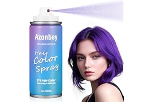 AZONBEY Purple Color Hair Spray,Temporary Hair Color Spray for Kids Women Men,Hair Wax Dye Pomades,Washable Hair Coloring Natural Root Touch Up Hair Color for Party,Hollowen,Cosplay (Purple, Med)