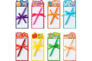 ANGOLIO 24P Teacher Notepads with Pen Teacher Appreciation Gifts, Motivation Positive Journal with Flower Pattern Border Portability Pocket Notebook, Teacher's Day Birthday Gift Office Home Present Supplies