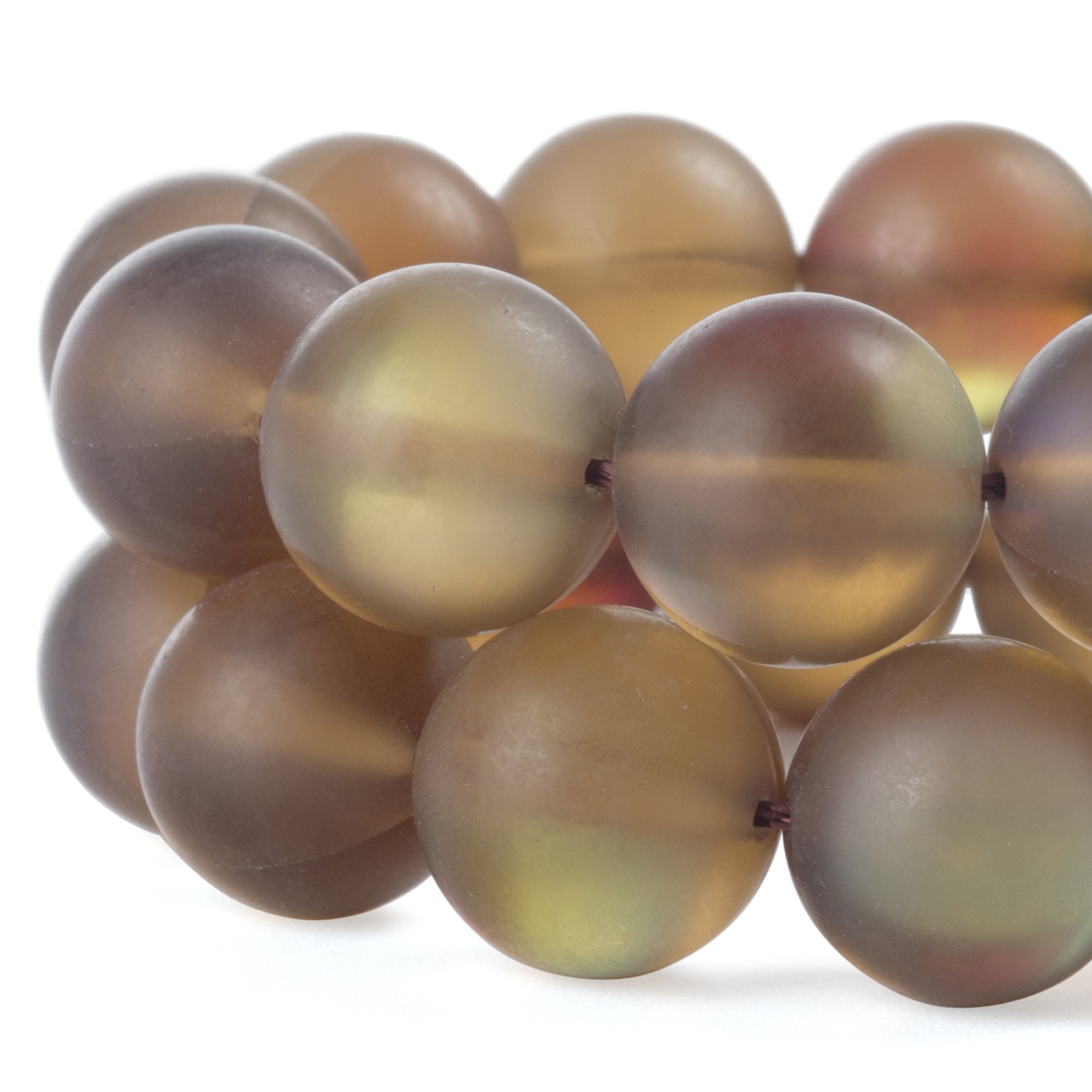 RUBYCA 12mm Round Moonstone Matte Crystal Glass Beads Aura for Jewellery Making Brown, 1 Strand