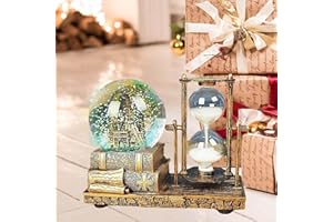 SULIAO Crystal Snow Globes with Hourglass Timer & Led Music for Adults Unique, Vintage Brass Snow Crystal Ball Paris Eiffel Tower for Home Snowglobes Decoration Gifts
