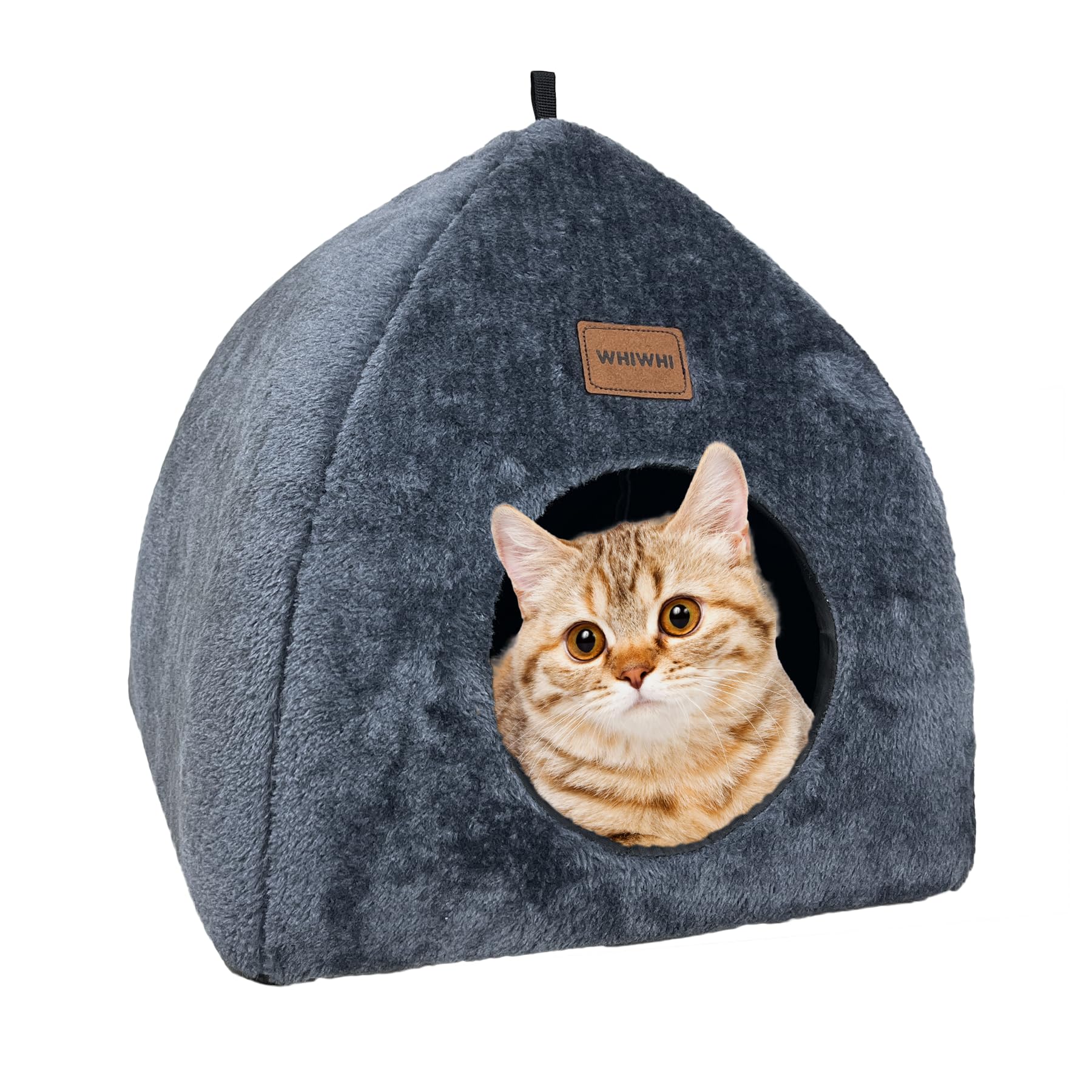 Whiwhi Cat Cave for Indoor Cat Tent with Washable Cushion Soft and Fluffy Cat House Foldable 2-in-1 Multi-Purpose Cat Nest Portable Kitten Cave 45x45x41cm