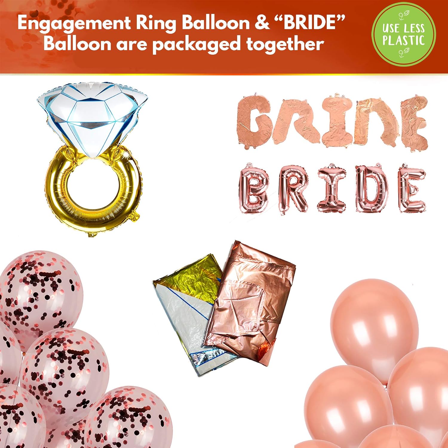 Bachelorette Party Decorations | Bridal Shower Supplies Kit - Bride To Be Sash, Cups, Straws, Veil, Banner, Balloons, Rose Gold Curtains & Decor Accessories: Home & Kitchen