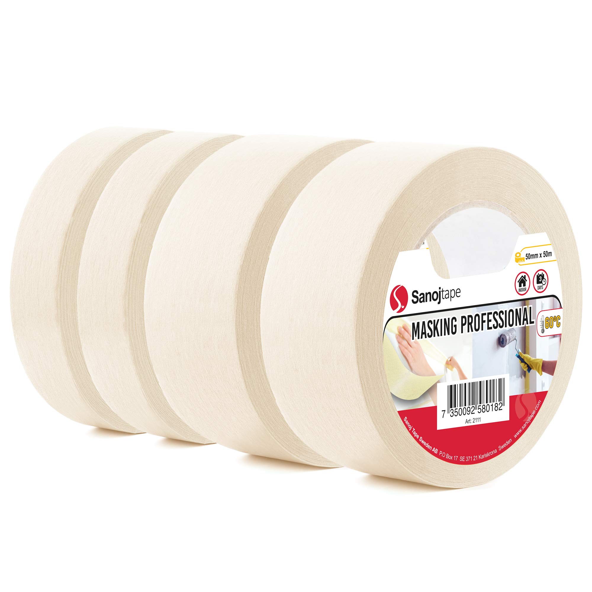 General Purpose Masking Tape 25mm & 50mm (Combi Pack) | 4 Rolls for Indoor Painting Masking & Decorative Jobs by Sanojtape