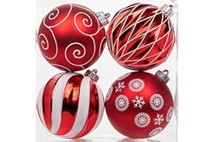 GNFLUS Christmas Ball Ornaments - Large Red 4.7" Shatterproof Tree Hanging Ornaments for Xmas, New Year, Wedding, Party & Holiday Indoor/Outdoor Decor