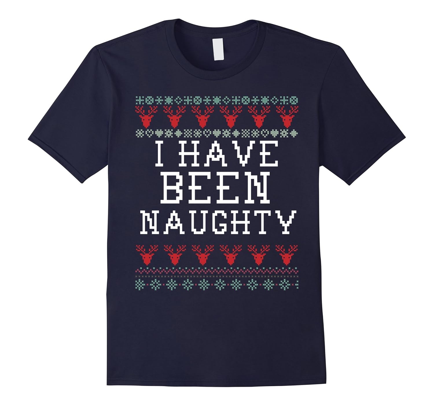 Naughty Funny Holiday Ugly Christmas Sweater T-Shirt-ANZ