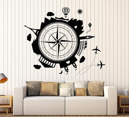 Amazoncom Vinyl Wall Decal Travel Agency Earth Wind Rose - 