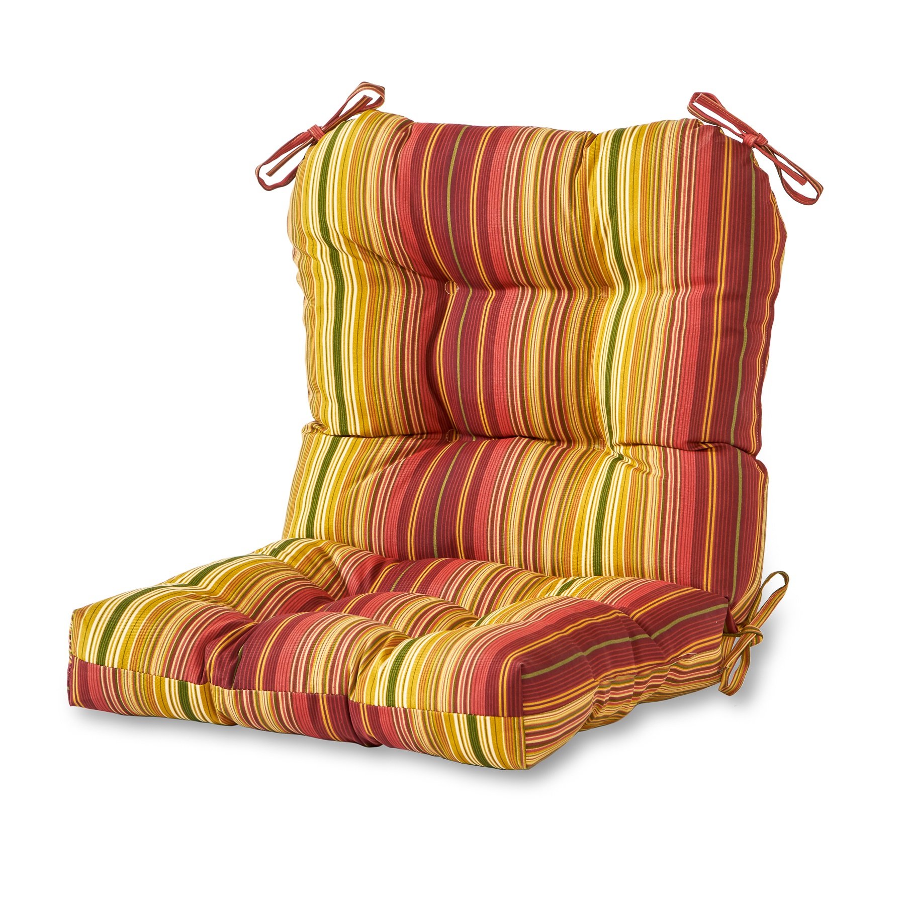 Greendale Home Fashions Outdoor 42x21-inch Seat/Back Chair Cushion, Cinnamon Stripe Image