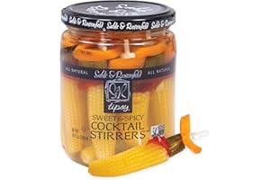Sable & Rosenfeld Tipsy Sweet & Spicy Cocktail Stirrers 16 oz Jar (Pack of 1), Pickled Vegetable Cocktail Garnish for Bloody Mary, Non-GMO, Kosher, Gluten-Free