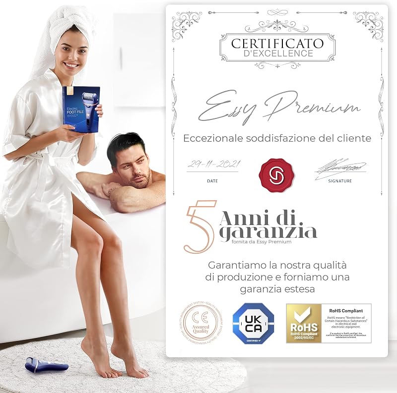 Lima per Piedi Elettrica Ricaricabile con 5 Rulli di Ricambio (Marina)