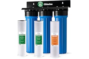 iSpring WGB32B 3-Stage Whole House Water Filter System w/ 20-Inch Sediment and Carbon Block Filters
