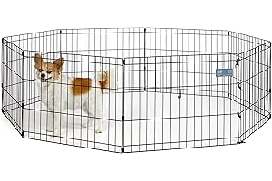 Midwest Homes for Pets Dog Exercise Pen and Playpen Without a Door, Includes Grounding Stakes and Provides 4.7 Meters of Play