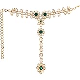 I Jewels Gold Plated Indian Bollywood Elegant Stone Haath Panja/Haath Phool Adjustable Chain Bracelet Jewelry for Women (PIJ20-21)
