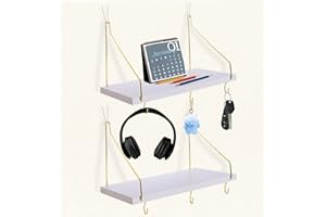 KJSEPHITELIAN 2-Pack Cubicle Shelf For Fabric Walls With Hooks：12x6.0in White Wooden Cubicle Shelf Hanging Organizer Gold Shelves Accessories Office Stylish Ations cubical Decorations For Women Desk work storage