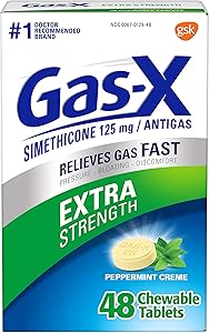 Gas-X Extra Strength Peppermint Chewable Tablet for Fast Gas Relief, 48Count
