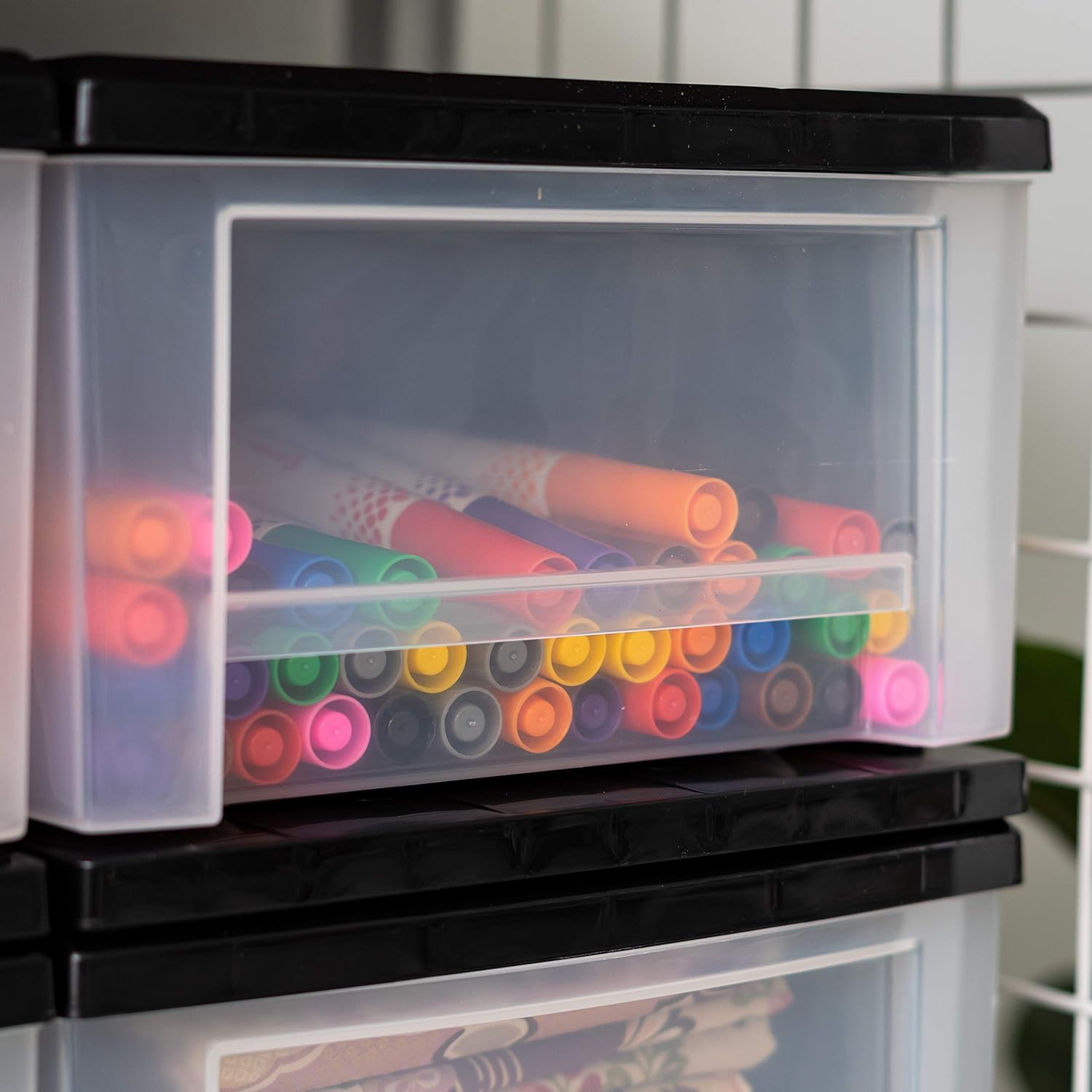 IRIS USA SD-22 Plastic Stacking Drawer, 4-Pack Storage Organizer Unit, 7-Quart, Black, 4 Count: Home & Kitchen