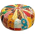Mandala Life ART Indian Vintage Colorful Pouf Ottoman Cover Handmade Round Floor Cushion Pillow Patchwrok Recycled Cotton Bohemian Room Décor for Yoga and Boho Chic Seating Area 24x8 Unstuffed