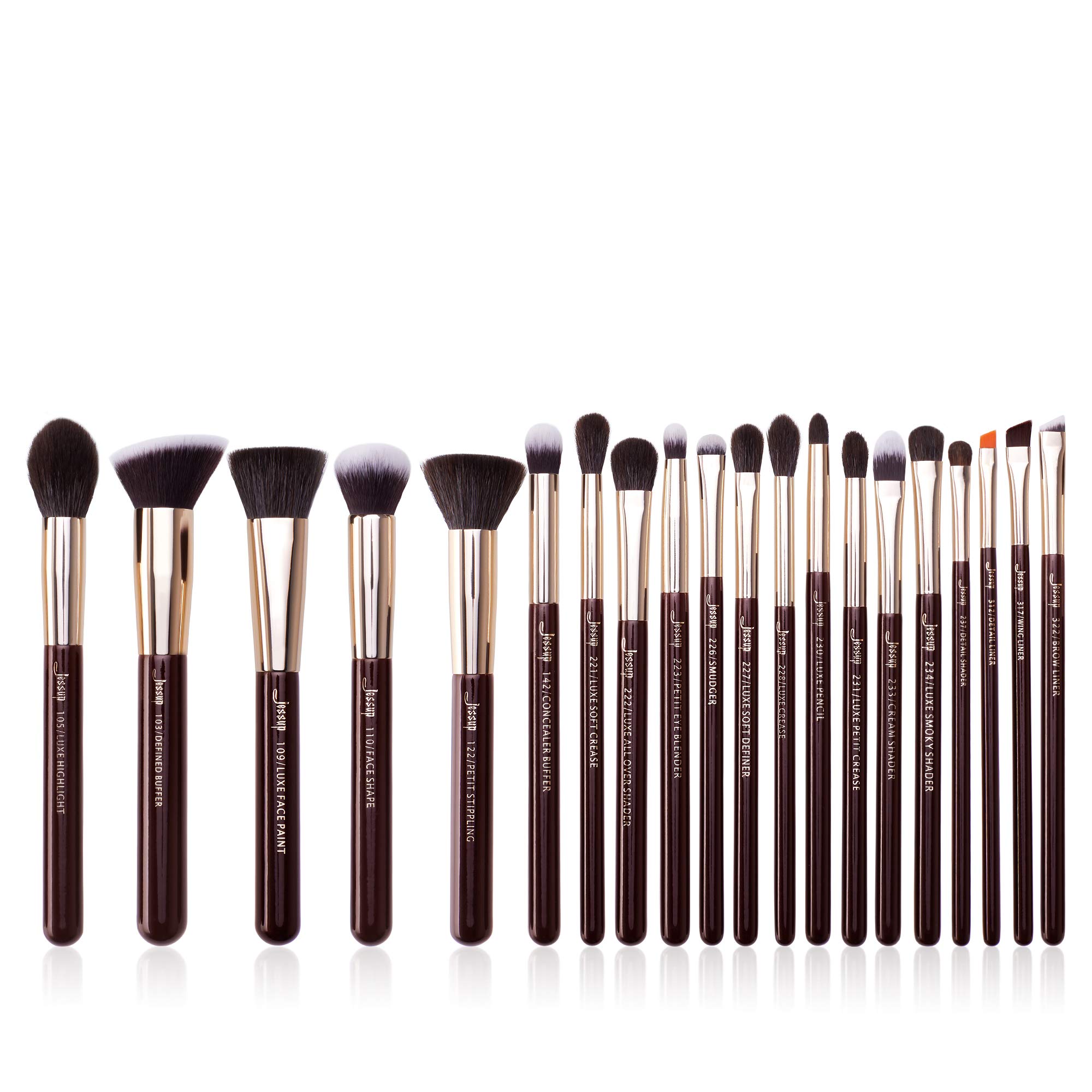 Jessup Makeup Brush Set Professional, Soft Natural Bristle Foundation Eyeshadow Blending Blusher Buffer Concealer Brush 20pcs, Zinfandel T281