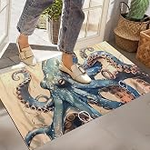 Zeleda Blue Octopus Indoor Door Mat, Non-Woven Fabric Door Mat, Anti-Slip Backing Welcome Mat for Front Door, Indoor Entrance, Kitchen, Bedroom, Living Room - Durable Floor Mat for Home Decor