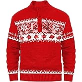 AOBUTE Mens Christmas Sweater Ugly Snowflakes Xmas Button Knitted Pullover