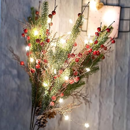 Amazon クリスマス 飾り 造花 松の枝 装飾 花束 クリスマス オーナメント 室内 店舗 雰囲気満点 豪華 5本セット クリスマス雑貨 おもちゃ