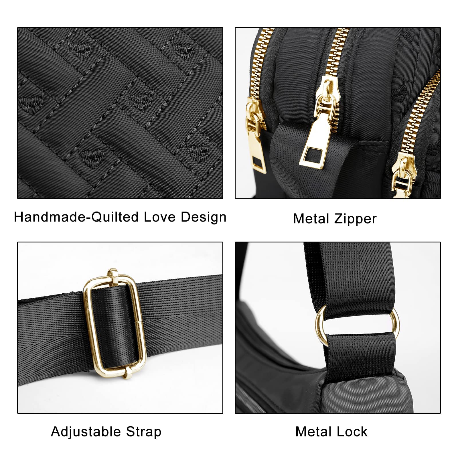 Medium Nylon Crossbody Bags for Women Trendy Crossbody Purses Travel Large Cross Body Bag Quilted Purse