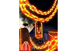 FLACCHI Solar Halloween Decorations Outdoor String Lights - 10 Ft 160 LED Plastic Chain String Lights with Waterproof, 8 Lighting Modes and Timer Function (Orange)