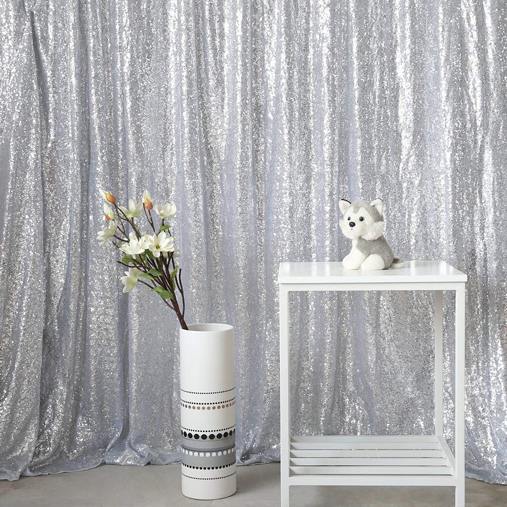 Buy Sequin Backdrop Background 8ft x 8ft Silver Glitter Party Curtain