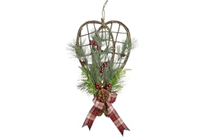 Northlight Cedar and Berries Twig Snowshoes Christmas Wall Decoration - 20" - Red and Green