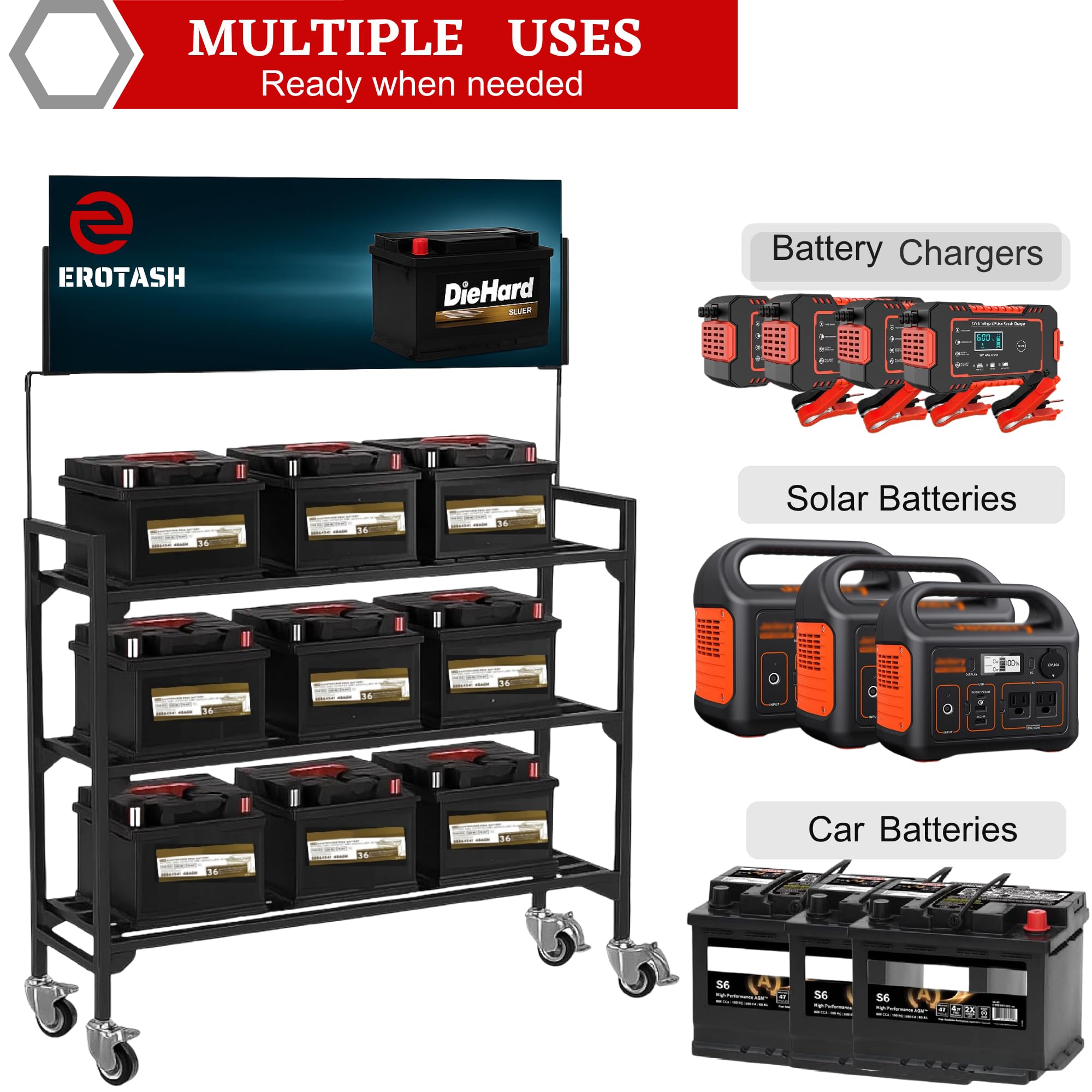 Battery Rack Dispplay Mua EROTASH Battery Rack, Car Battery Rack, Battery Display Rack ...