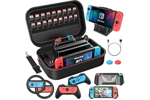 Switch Carrying Case Compatible with Nintendo Switch, 12 In 1 Accessories Bundle for Nintendo Switch with Carrying Case, Prot