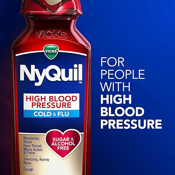 VICKS DAYQUIL & NYQUIL HIGH BLOOD PRESSURE COLD & FLU RELIEF LIQUID MEDICINE CO-PACK, POWERFUL MULTI-SYMPTOM DAYTIME & NIGHTTIME RELIEF FOR COLD, COUGH, AND FLU SYMPTOMS, SUGAR & ALCOHOL FREE, 2X8OZ