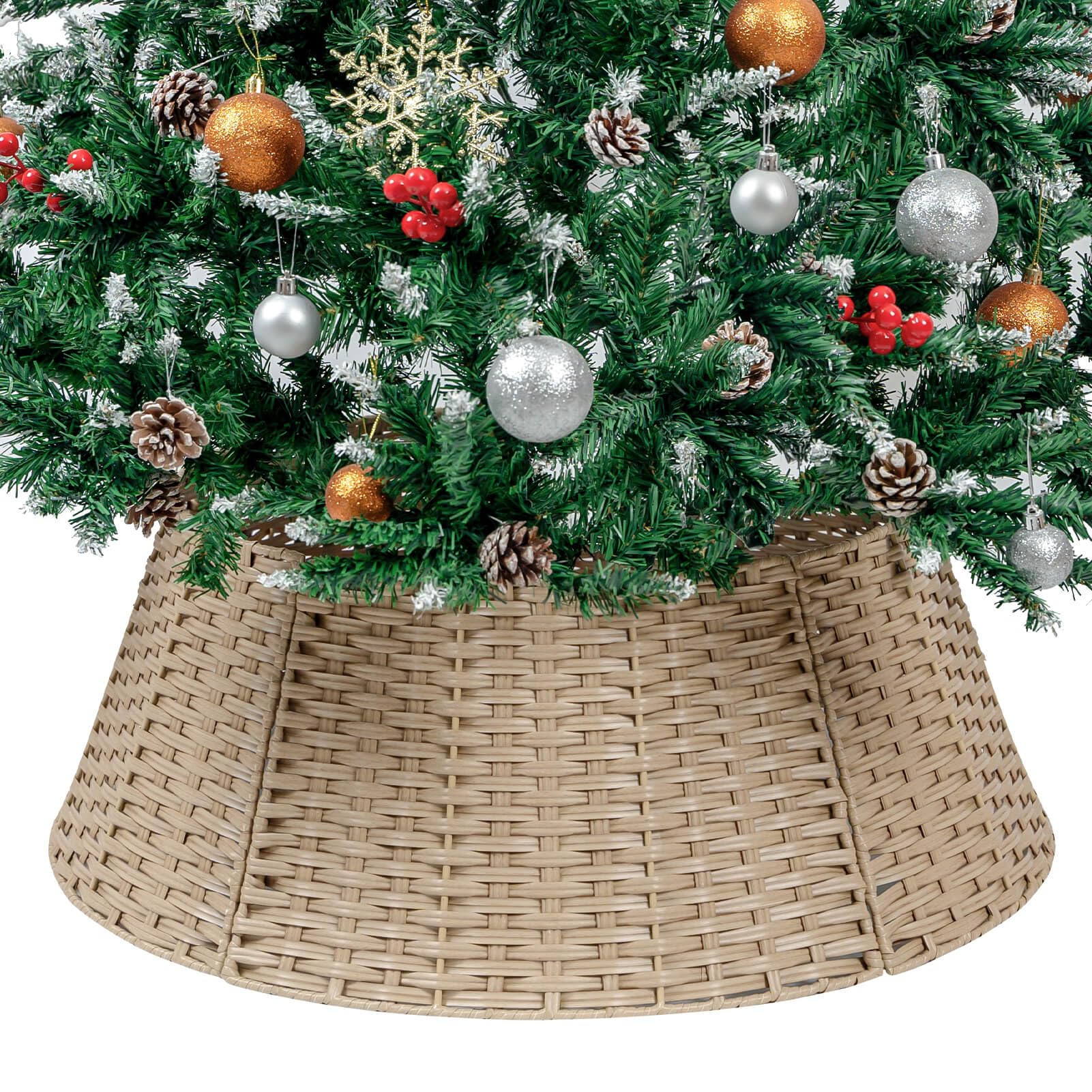 Photo 1 of CubesLand Christmas Tree Collar for 7.5ft Trees,Wicker Christmas Tree Skirt 27",Handcrafted Christmas Tree Collar for Artificial Trees,Warm Rustic Tree Skirt Farmhouse Tree Collar Tree Base Cover