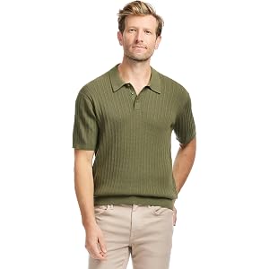 SAKS Fifth Avenue Men's Short Sleeve Vertical Texture Rib Knit Sweater Polo