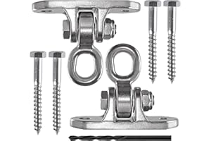 WWFFEN 2 Permanent Antirust Stainless Steel Slient Bearing Swing Hanger,Heavy Duty 180° Rotary Swing, 1500LB Wood Playground Hammock Hanging Chair,sandbag Porch Swing