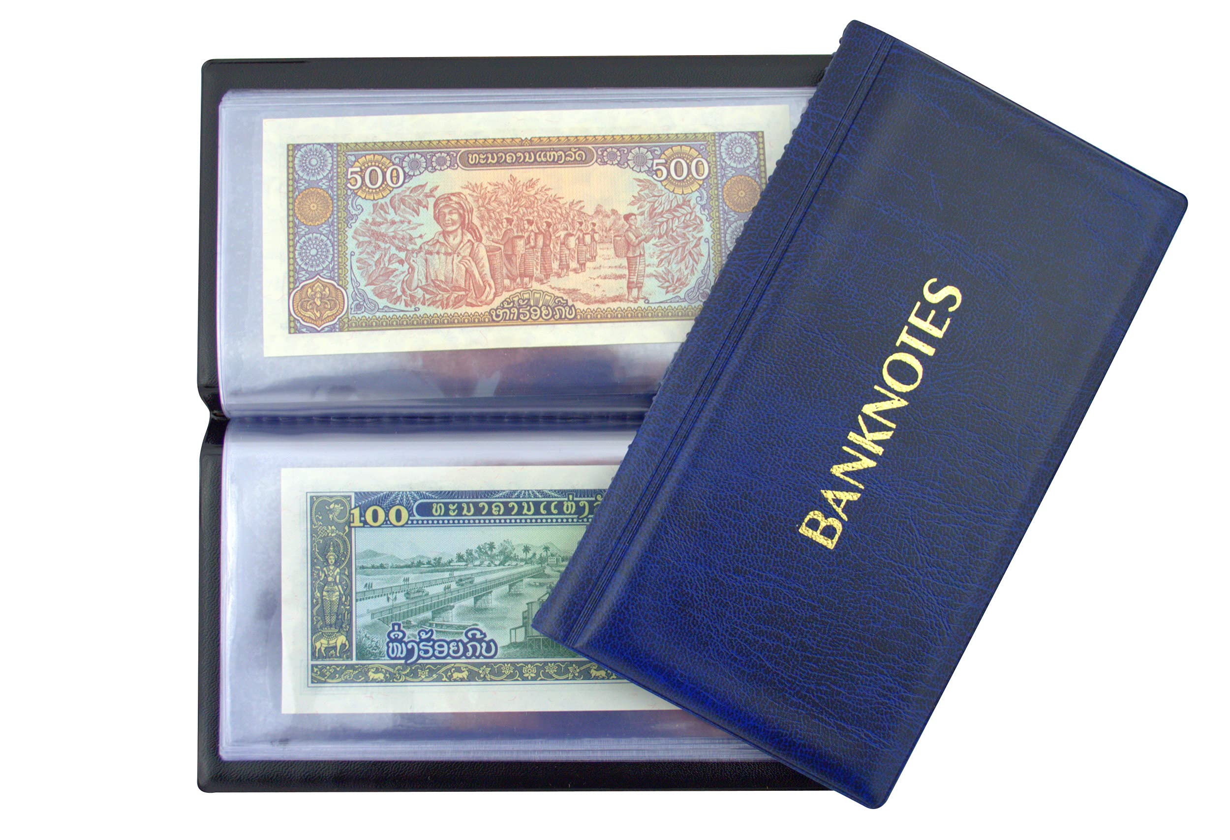 COLLECTOR ALBUM FOR BANKNOTES NOTES Banknote Album with 20 pages 8x17cm (Blue)