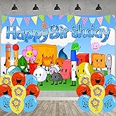Battle-Dream Birthday Party Decoration,Island Party Photo Background 5 x 3 FT and 18 Pcs Balloon,Parton Merch Party Backdrop Supplies