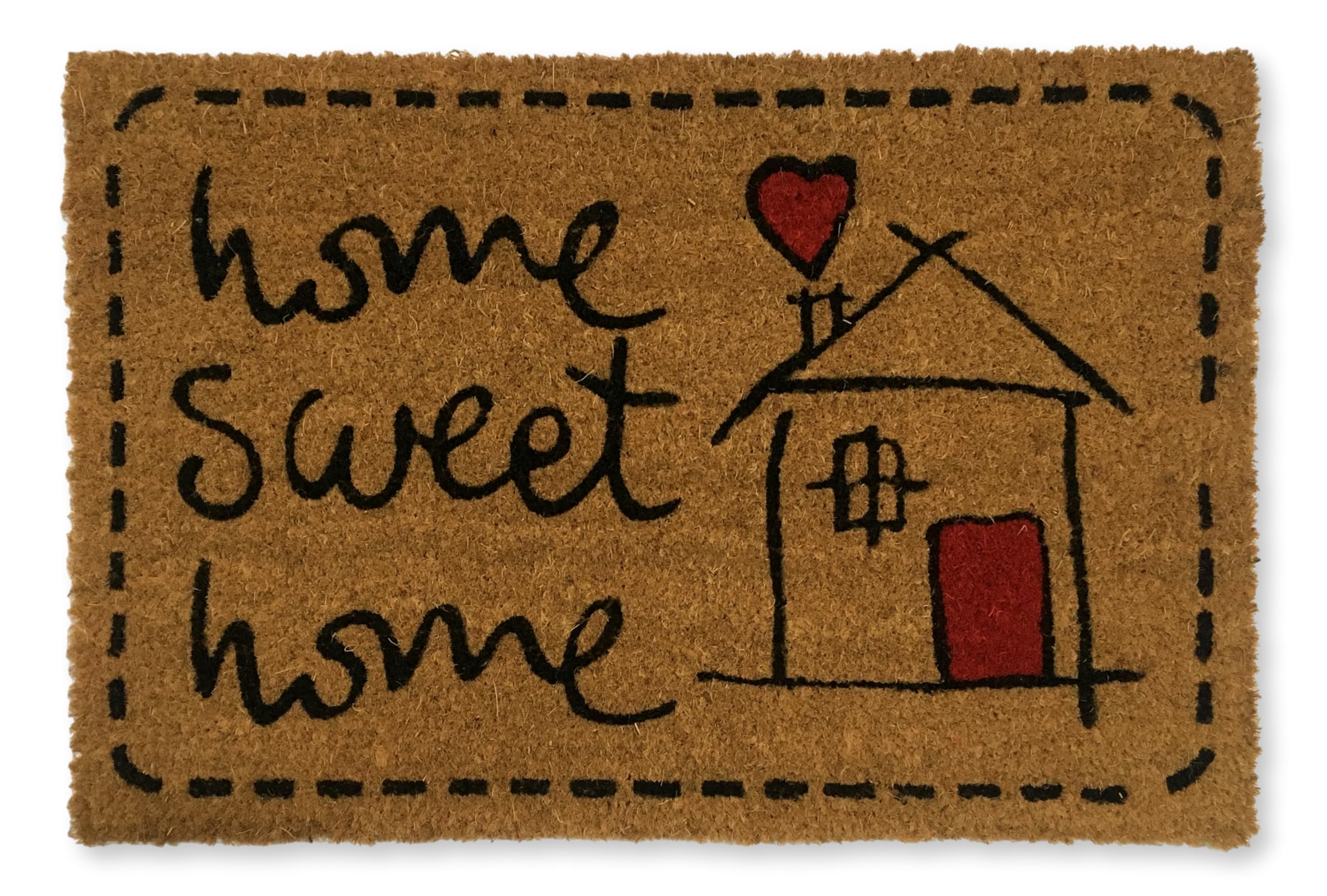 Koko Doormats Natural Coir Door Mat “Home Sweet Home” | Non-Slip PVC Backing Welcome Mat for Indoor & Outdoor Use | 60x40 cm Entryway Rug | Durable & Elegant Front Door Mat